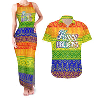 LGBT Gay Pride Happy Holigays Christmas Couples Matching Tank Maxi Dress and Hawaiian Shirt Xmas Holiday Patterns - Wonder Print Shop
