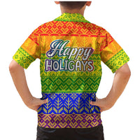 LGBT Gay Pride Happy Holigays Christmas Family Matching Mermaid Dress and Hawaiian Shirt Xmas Holiday Patterns - Wonder Print Shop
