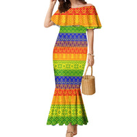 LGBT Gay Pride Happy Holigays Christmas Family Matching Mermaid Dress and Hawaiian Shirt Xmas Holiday Patterns - Wonder Print Shop