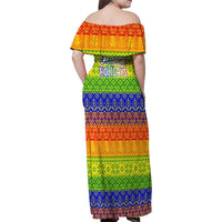 LGBT Gay Pride Happy Holigays Christmas Family Matching Off Shoulder Maxi Dress and Hawaiian Shirt Xmas Holiday Patterns - Wonder Print Shop