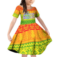 LGBT Gay Pride Happy Holigays Christmas Family Matching Off Shoulder Short Dress and Hawaiian Shirt Xmas Holiday Patterns - Wonder Print Shop