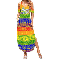 LGBT Gay Pride Happy Holigays Christmas Family Matching Summer Maxi Dress and Hawaiian Shirt Xmas Holiday Patterns - Wonder Print Shop