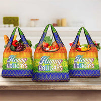 LGBT Gay Pride Happy Holigays Christmas Grocery Bag Xmas Holiday Patterns - Wonder Print Shop