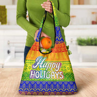 LGBT Gay Pride Happy Holigays Christmas Grocery Bag Xmas Holiday Patterns - Wonder Print Shop