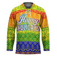LGBT Gay Pride Happy Holigays Christmas Hockey Jersey Xmas Holiday Patterns - Wonder Print Shop