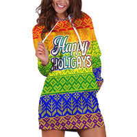 LGBT Gay Pride Happy Holigays Christmas Hoodie Dress Xmas Holiday Patterns - Wonder Print Shop