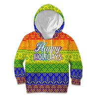 LGBT Gay Pride Happy Holigays Christmas Kid Hoodie Xmas Holiday Patterns - Wonder Print Shop