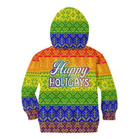 LGBT Gay Pride Happy Holigays Christmas Kid Hoodie Xmas Holiday Patterns - Wonder Print Shop
