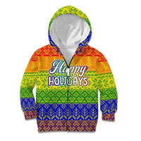 LGBT Gay Pride Happy Holigays Christmas Kid Hoodie Xmas Holiday Patterns - Wonder Print Shop