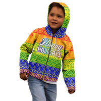 LGBT Gay Pride Happy Holigays Christmas Kid Hoodie Xmas Holiday Patterns - Wonder Print Shop