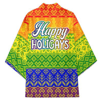LGBT Gay Pride Happy Holigays Christmas Kimono Xmas Holiday Patterns - Wonder Print Shop