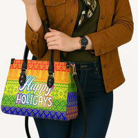LGBT Gay Pride Happy Holigays Christmas Leather Bag Xmas Holiday Patterns - Wonder Print Shop