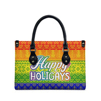 LGBT Gay Pride Happy Holigays Christmas Leather Bag Xmas Holiday Patterns - Wonder Print Shop