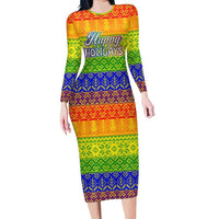 LGBT Gay Pride Happy Holigays Christmas Long Sleeve Bodycon Dress Xmas Holiday Patterns - Wonder Print Shop