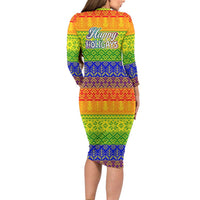LGBT Gay Pride Happy Holigays Christmas Long Sleeve Bodycon Dress Xmas Holiday Patterns - Wonder Print Shop