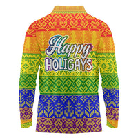 LGBT Gay Pride Happy Holigays Christmas Long Sleeve Polo Shirt Xmas Holiday Patterns - Wonder Print Shop
