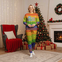 LGBT Gay Pride Happy Holigays Christmas Pajama Set Xmas Holiday Patterns - Wonder Print Shop