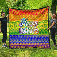 LGBT Gay Pride Happy Holigays Christmas Quilt Xmas Holiday Patterns - Wonder Print Shop