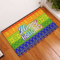 LGBT Gay Pride Happy Holigays Christmas Rubber Doormat Xmas Holiday Patterns - Wonder Print Shop