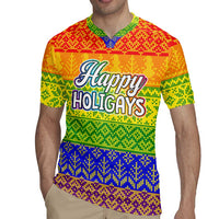 LGBT Gay Pride Happy Holigays Christmas Rugby Jersey Xmas Holiday Patterns - Wonder Print Shop