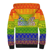 LGBT Gay Pride Happy Holigays Christmas Sherpa Hoodie Xmas Holiday Patterns - Wonder Print Shop
