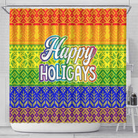 LGBT Gay Pride Happy Holigays Christmas Shower Curtain Xmas Holiday Patterns - Wonder Print Shop
