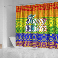 LGBT Gay Pride Happy Holigays Christmas Shower Curtain Xmas Holiday Patterns - Wonder Print Shop