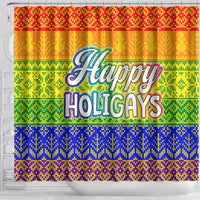 LGBT Gay Pride Happy Holigays Christmas Shower Curtain Xmas Holiday Patterns - Wonder Print Shop