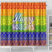 LGBT Gay Pride Happy Holigays Christmas Shower Curtain Xmas Holiday Patterns - Wonder Print Shop