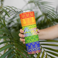 LGBT Gay Pride Happy Holigays Christmas Skinny Tumbler Xmas Holiday Patterns - Wonder Print Shop