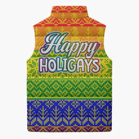 LGBT Gay Pride Happy Holigays Christmas Sleeveless Puffer Jacket Xmas Holiday Patterns - Wonder Print Shop