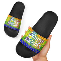 LGBT Gay Pride Happy Holigays Christmas Slide Sandals Xmas Holiday Patterns - Wonder Print Shop