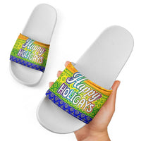 LGBT Gay Pride Happy Holigays Christmas Slide Sandals Xmas Holiday Patterns - Wonder Print Shop