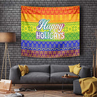 LGBT Gay Pride Happy Holigays Christmas Tapestry Xmas Holiday Patterns - Wonder Print Shop