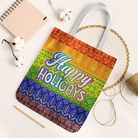 LGBT Gay Pride Happy Holigays Christmas Tote Bag Xmas Holiday Patterns - Wonder Print Shop