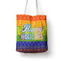LGBT Gay Pride Happy Holigays Christmas Tote Bag Xmas Holiday Patterns - Wonder Print Shop