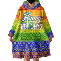 LGBT Gay Pride Happy Holigays Christmas Wearable Blanket Hoodie Xmas Holiday Patterns - Wonder Print Shop