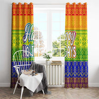 LGBT Gay Pride Happy Holigays Christmas Window Curtain Xmas Holiday Patterns - Wonder Print Shop
