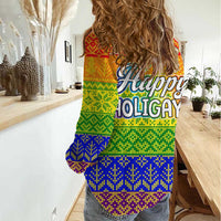 LGBT Gay Pride Happy Holigays Christmas Women Casual Shirt Xmas Holiday Patterns - Wonder Print Shop