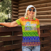 LGBT Gay Pride Happy Holigays Christmas Women Polo Shirt Xmas Holiday Patterns - Wonder Print Shop