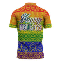LGBT Gay Pride Happy Holigays Christmas Zipper Polo Shirt Xmas Holiday Patterns - Wonder Print Shop