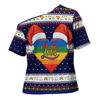 LGBT Heart Christmas Yall Christmas Cross Shoulder Shirt Xmas Holiday Patterns - Wonder Print Shop