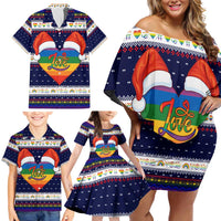 LGBT Heart Christmas Yall Christmas Family Matching Off Shoulder Short Dress and Hawaiian Shirt Xmas Holiday Patterns - Wonder Print Shop