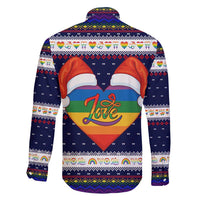 LGBT Heart Christmas Yall Christmas Family Matching Short Sleeve Bodycon Dress and Hawaiian Shirt Xmas Holiday Patterns - Wonder Print Shop