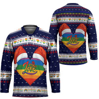 LGBT Heart Christmas Yall Christmas Hockey Jersey Xmas Holiday Patterns - Wonder Print Shop