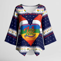 LGBT Heart Christmas Yall Christmas Kimono Sleeve Blouse Xmas Holiday Patterns - Wonder Print Shop