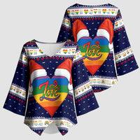 LGBT Heart Christmas Yall Christmas Kimono Sleeve Blouse Xmas Holiday Patterns - Wonder Print Shop