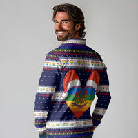 LGBT Heart Christmas Yall Christmas Long Sleeve Polo Shirt Xmas Holiday Patterns - Wonder Print Shop