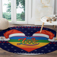 LGBT Heart Christmas Yall Christmas Round Carpet Xmas Holiday Patterns - Wonder Print Shop