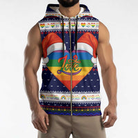 LGBT Heart Christmas Yall Christmas Sleeveless Zip Hoodie Xmas Holiday Patterns - Wonder Print Shop